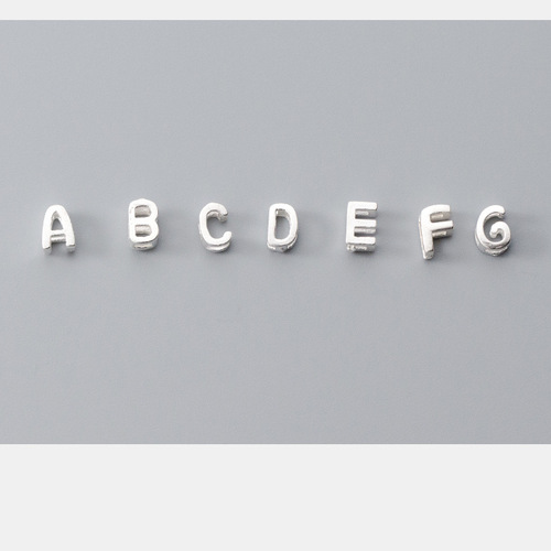 S925 sterling silver hollow English 26 letter separated beads DIY English character bracelet loose bead braided rope material accessories S0711
