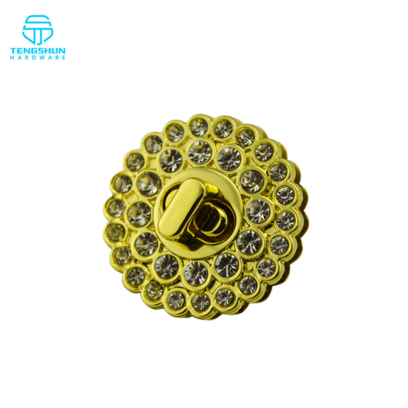 手袋箱包五金配件锁女包镶钻圆锁五金配件拧锁五金现货批发