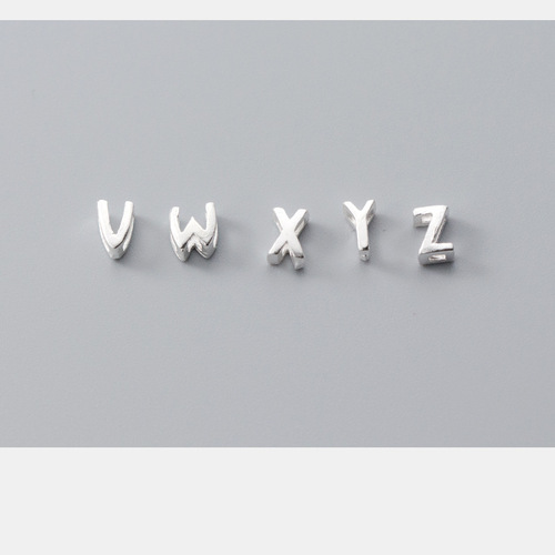 S925 sterling silver hollow English 26 letter separated beads DIY English character bracelet loose bead braided rope material accessories S0711