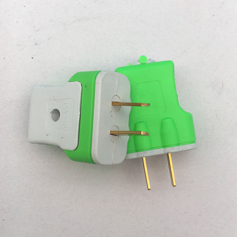 1.4厚铜件二极插头包胶两极电源插只T字型可转动插头（转动）