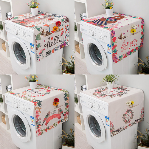 Manufacturer wholesale washing machine cover refrigerator dust cover sun protection waterproof cloth cotton and linen cover towel microwave oven cover cloth