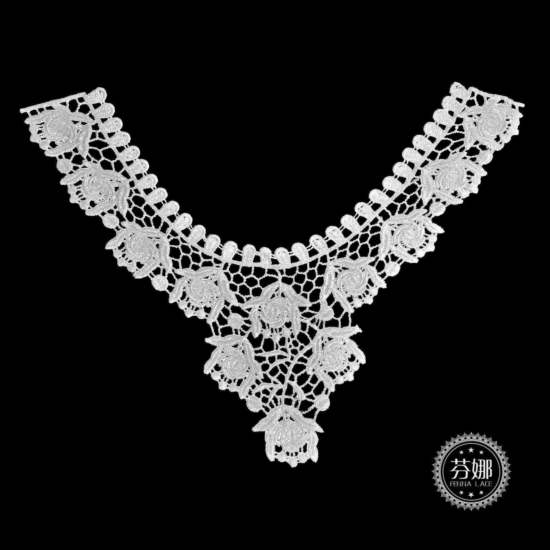 衣服辅料水溶涤光 涤纶丝领花DIY服装辅料立体花朵衣领刺绣花边