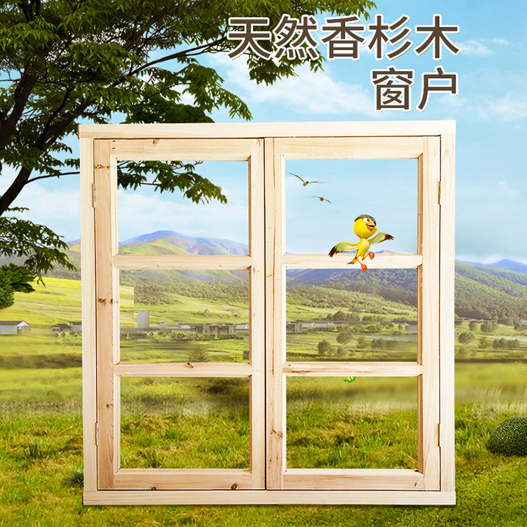 Solid Wood Plaid Window Retro Window Guardrail Window Frame Window Frame Window Solid Wood Glass Window Screen Wooden Window