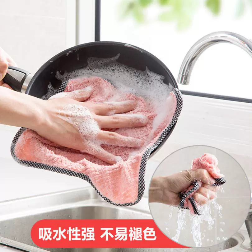 Висячий коралловый бархатный шарф для рук, салфетки для кухни, кубчатая ткань, чистая и высокая впитываемость