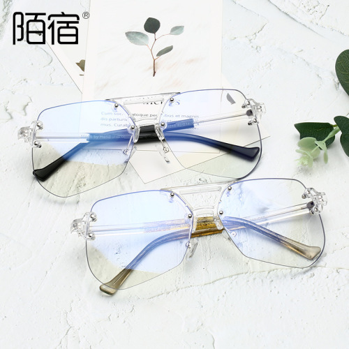 Clear the path, carry the same style, Ins gray ant blue light blocking glasses, no frame, prescription 22213.