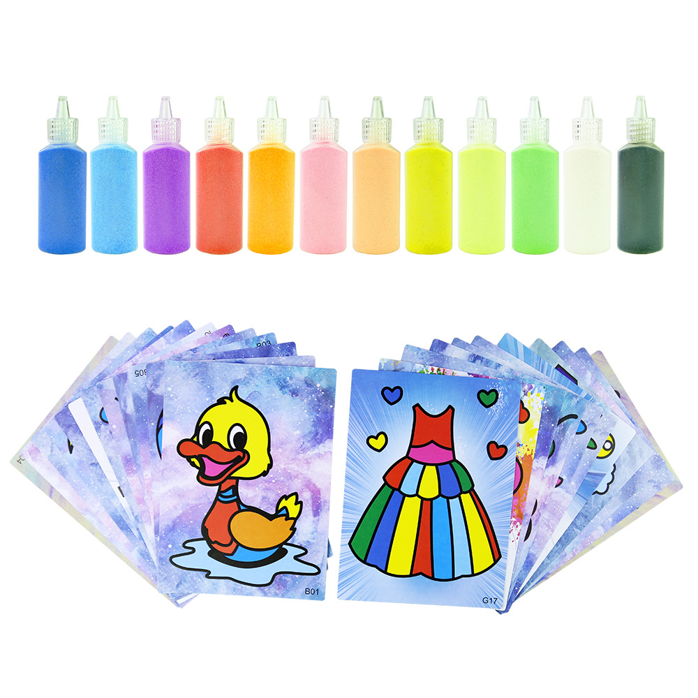 Niños arena pintura traje DIY color arena arte niños y niñas juguetes kindergarten educativos hechos a mano arena pintura regalo