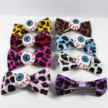 跨境电商热卖朋克可爱黄一琳原宿风 豹纹蝴蝶结眼球发夹 发圈发绳