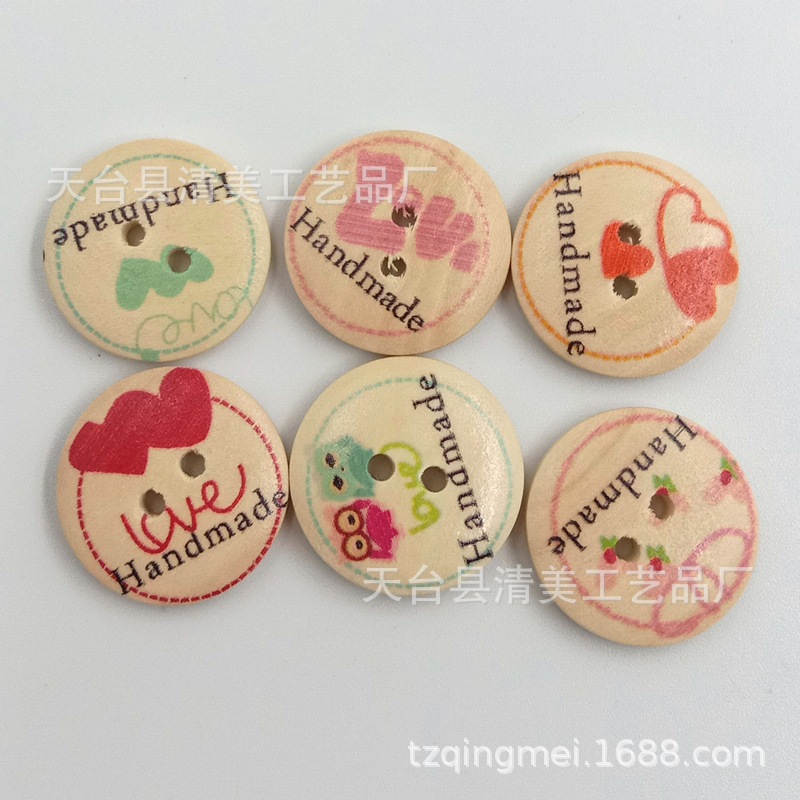 20mm tronco redondo botón de madera impreso redondo botón de handmade 50 un paquete