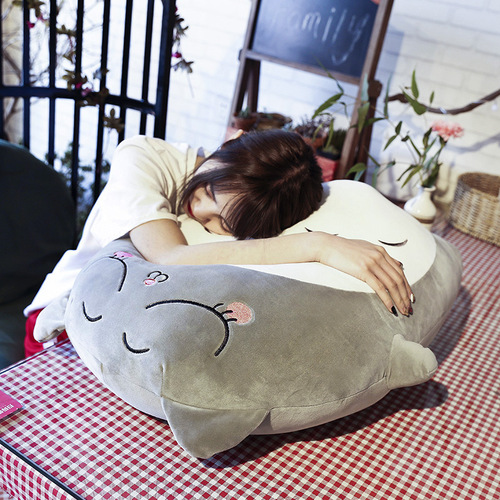 Cartoon Cute Creative Expression Totoro Pillow Down Cotton Plush Toy Doll Children's Sleeping Gift Wholesale