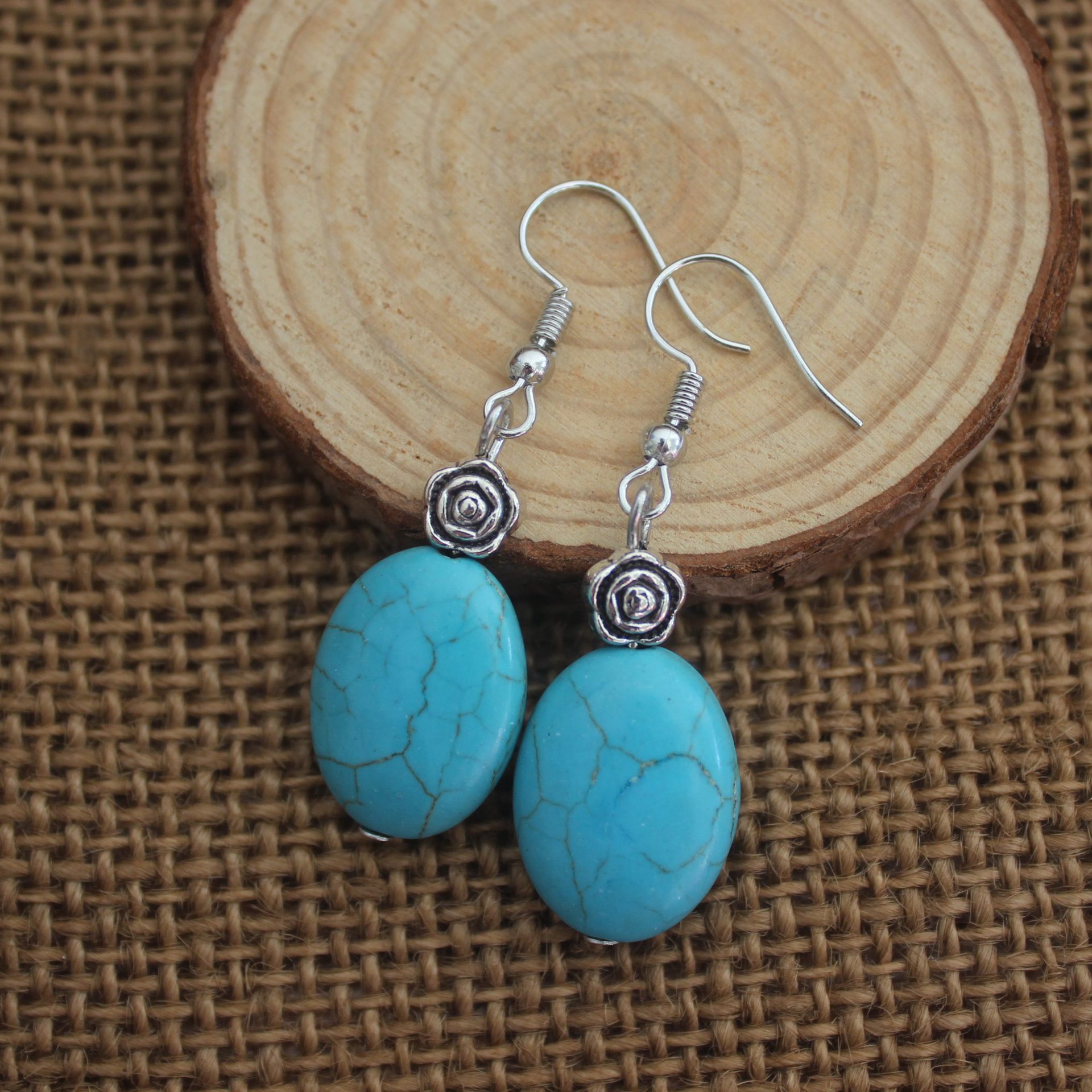 Ethnic turquoise elegant earrings