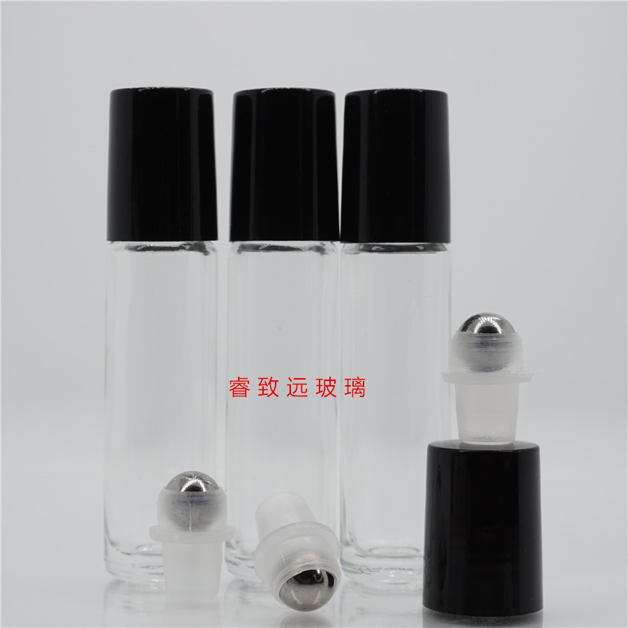 8m透明滚珠瓶走珠瓶精华液瓶香水分装瓶眼霜瓶 钢珠+塑料盖整套价