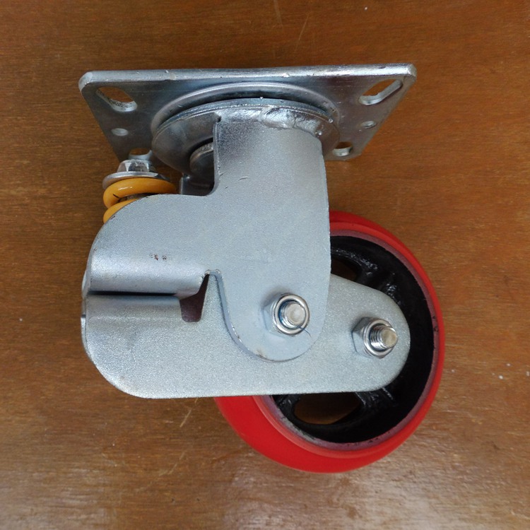 6寸万向减震脚轮 韩式PVC万向减震轮 弹簧万向减震脚轮