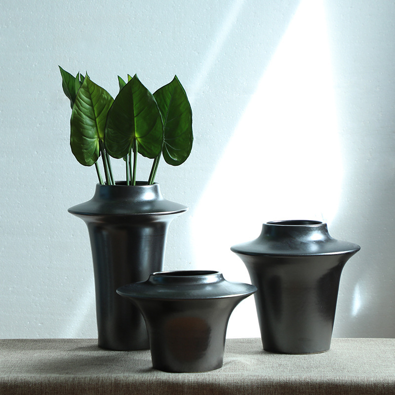 Handmade pottery coarse pottery flower Ware dried flower flower arrangement ornaments Zen tea room vase ceramic flower pot clay pottery pot