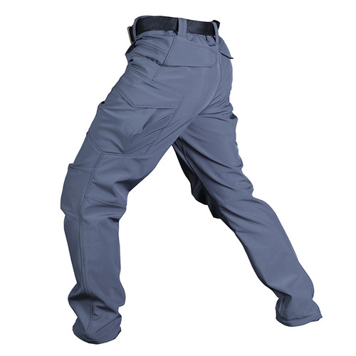Outdoor Waterproof Windproof Fleece-lined Thick Men's Softshell Hiking Pants Spring and Autumn Mountain Climbing Warmth Tactical Fleece Pants