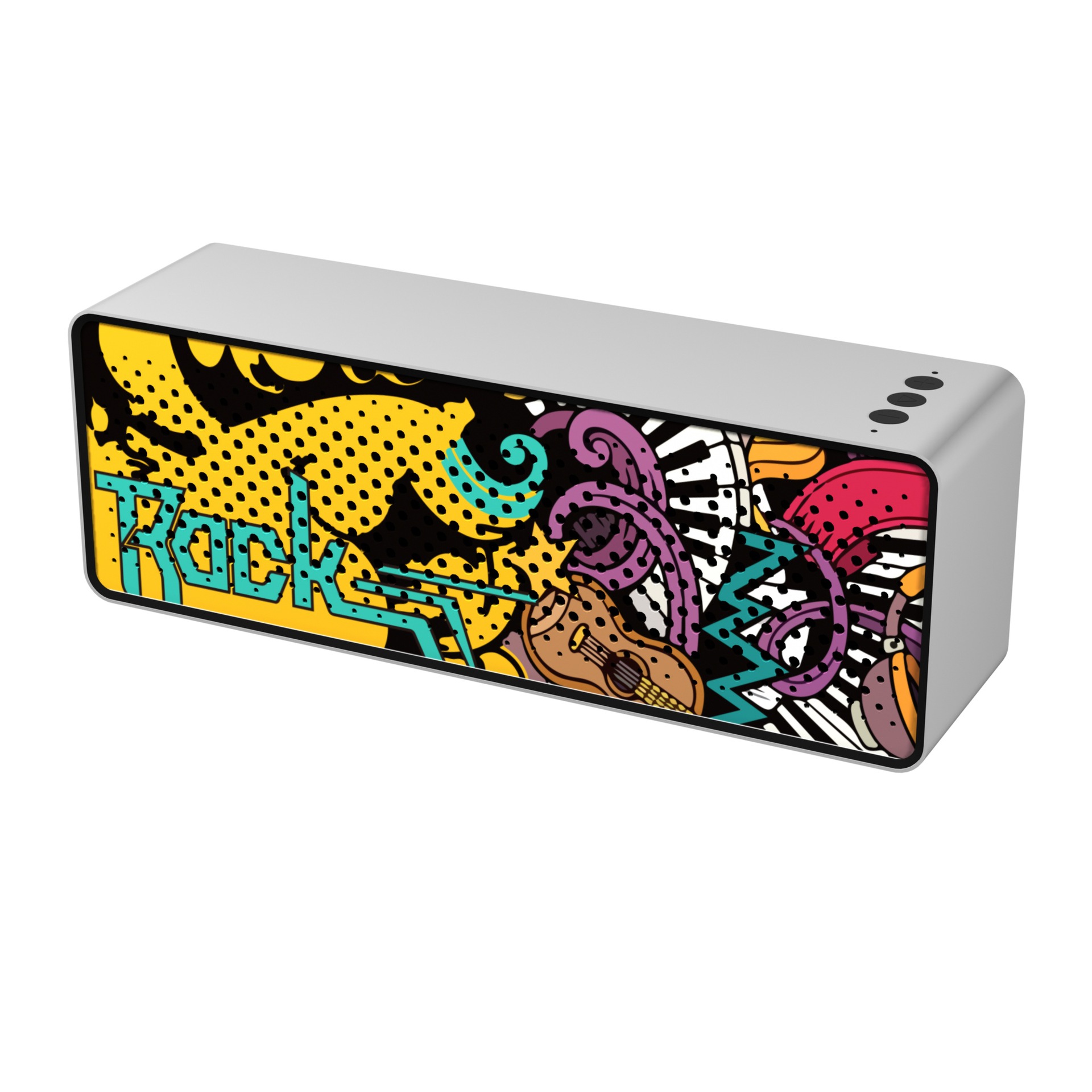 En stock F2 creativo mini tarjeta de audio inalámbrica graffiti pintado pesado subwoofer nuevo altavoz Bluetooth al por mayor