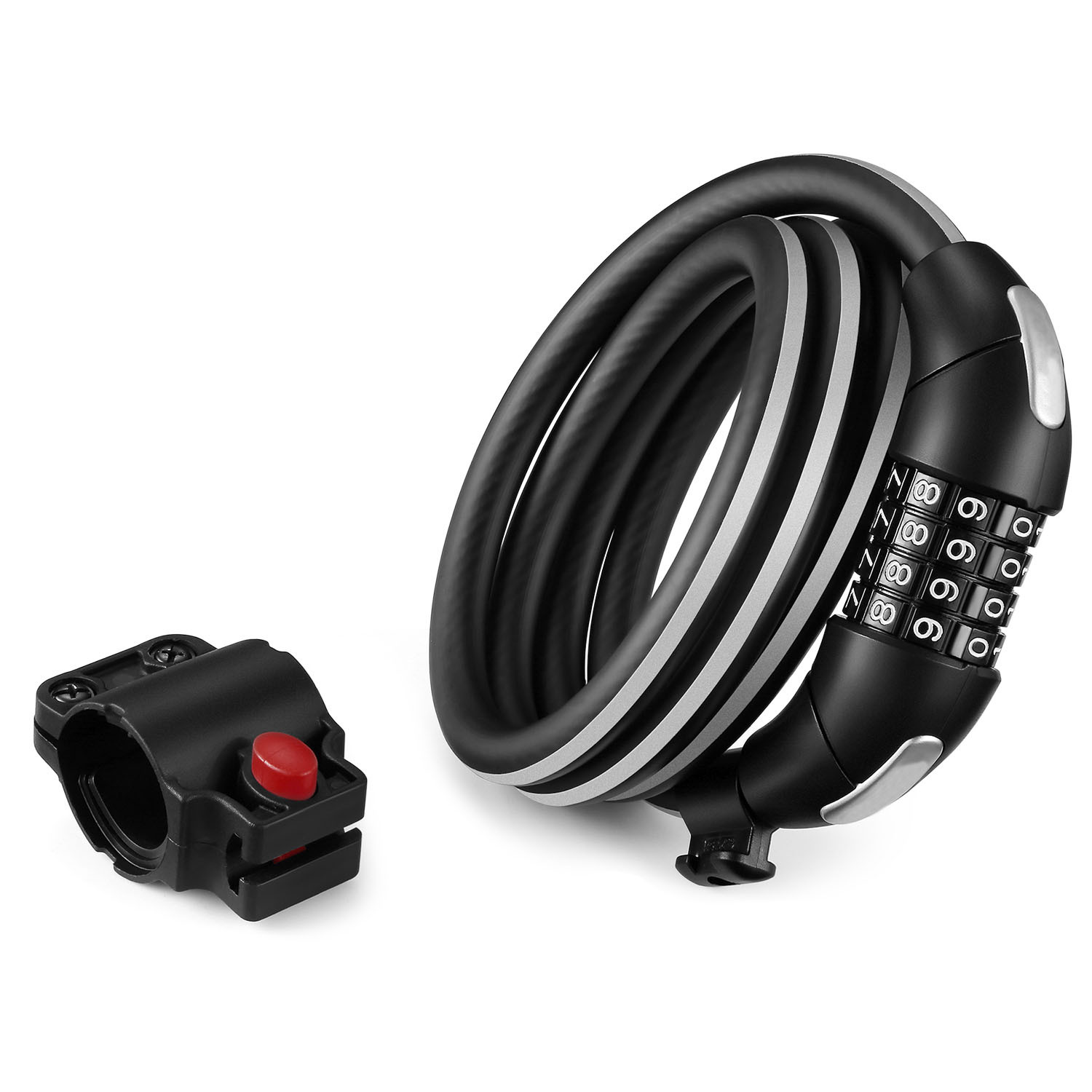 Mountain Bike Lock,Bicycle Lock,Password Lock,Anti-theft Lock,Road Luminous Steel Cable Lock,Bicycle Reflective Password Chain Lock