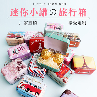 originality Retro Suitcase Candy box Cartoon Iron box Beauty Box Headphone box Tin box Packaging box wholesale
