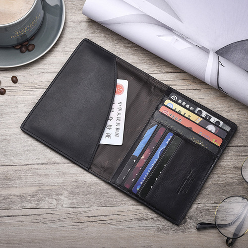 JINBAOLAI Leather Vintage Flight Card Holder Passport Case Passport Book Leather Wallet Card Holder