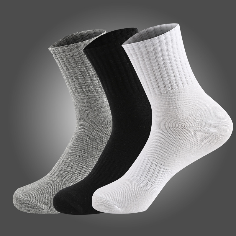 Zhuji men's solid color sports socks short tube spring, summer, autumn and winter basketball running long tube socks can be added to do LOGO