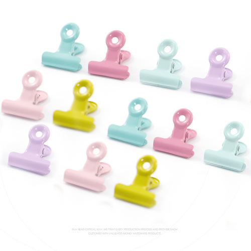 Manufacturer wholesale ins candy color office long tail clip stationery round clip binding clip metal binder clip