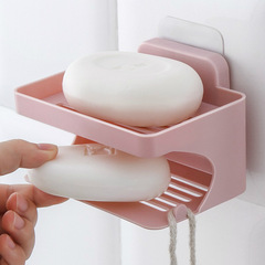 Double-layer soap rack bathroom traceless adhesive soap drain rack wall-mounted soap box bath punch-free storage rack