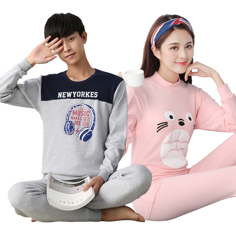 Ropa de otoño juvenil pantalones largos conjunto de ropa interior para niños medianos y grandes niños y niñas suéter de algodón niñas suéter línea conjunto de pantalones