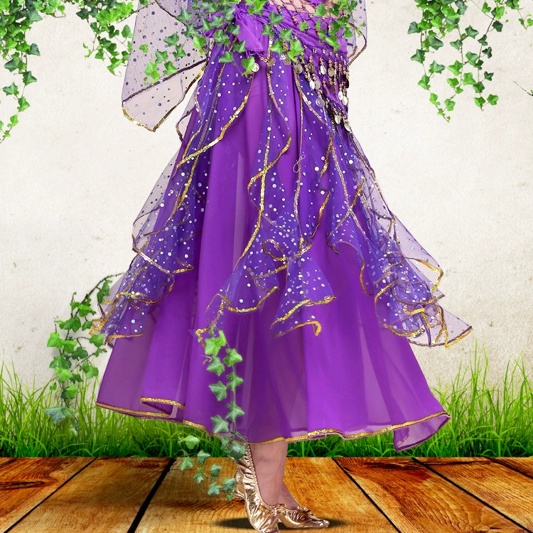 Костюм для танца живота Нижнее белье Юбка Новая одежда для практики Юбка Индийская танцевальная одежда Вышитая бисером Пномпень Юбка для женщин