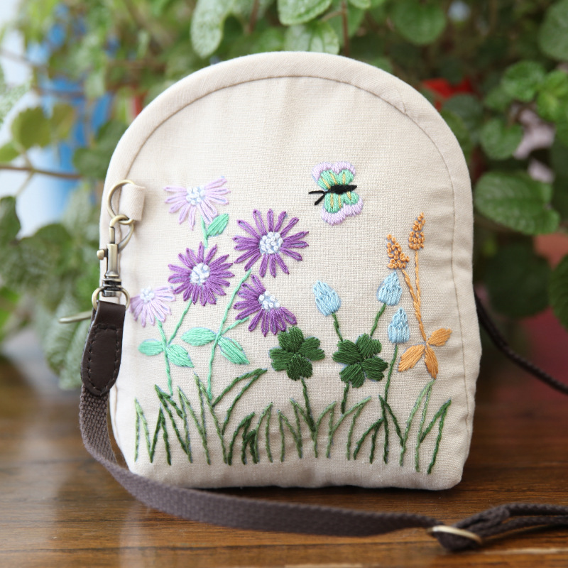 Jinhao bordado hecho a mano DIY material bolsa tela bordada mensajero bolsa de almacenamiento de producción creativa bolsa de cosméticos