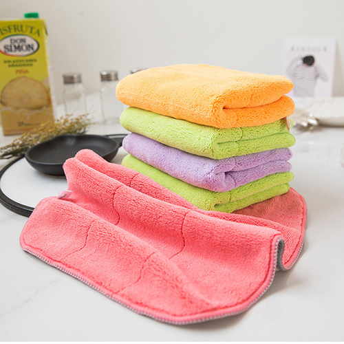 Dishwashing cloth daily necessities double-sided absorbent dish cloth lazy cloth non-oily high-density coral velvet cloth fiber
