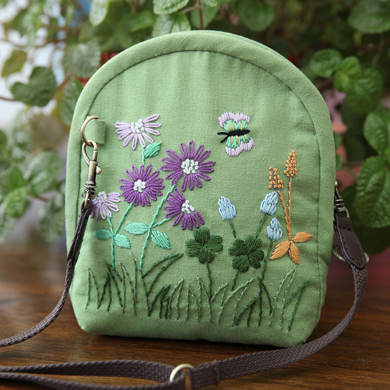 Jinhao bordado hecho a mano DIY material bolsa tela bordada mensajero bolsa de almacenamiento de producción creativa bolsa de cosméticos