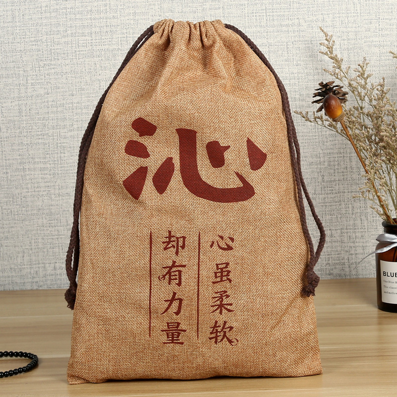 棉布袋现货束口袋抽绳袋 厂家批发logo圣诞礼品仿麻布束口袋