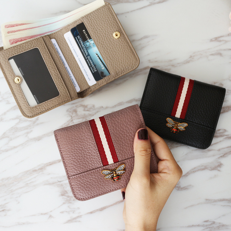 2020 New Leather Women's Wallet Thin Big Brand Mini Wallet Butterfly Buckle Coin Purse Cowhide Wallet