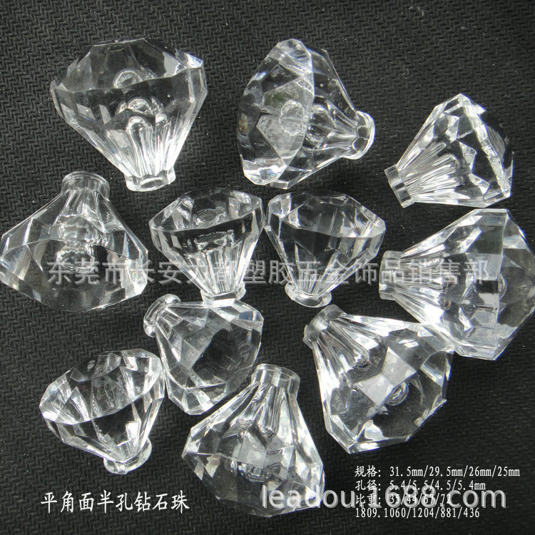 Transparent imitation crystal large half-hole diamond acrylic beads for lighting fixtures, home cabinet handles, decorative beads, door and cabinet handle accessories