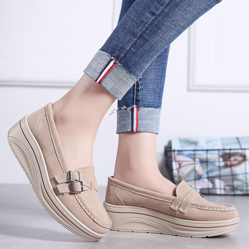 Spring and Autumn foreign trade new Korean style genuine leather flat women's shoes flat heel single-layer shoes soft bottom casual leather shoes mother's shoes peas shoes