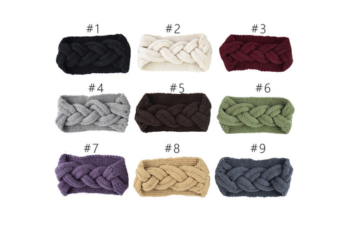 European and American knitted wool headband cross ear protection headband hand-knitted headband flat fashion warm autumn and winter hair accessories