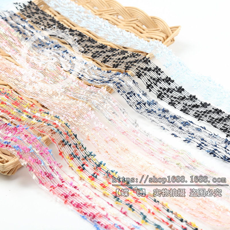 厂家直销各种新款流苏花边围巾帽子服装辅料 韩国织带小香风
