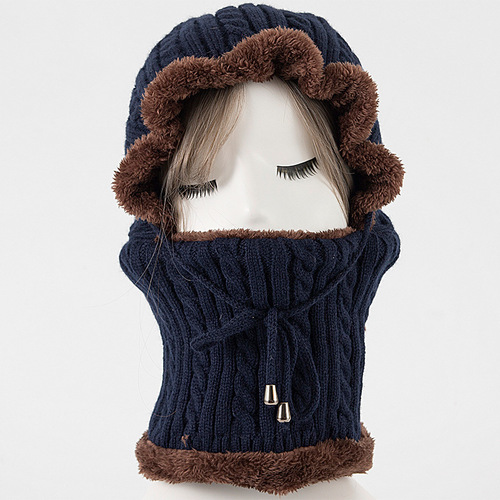 M-62 twist one-piece plus velvet thickened pullover hat European and American autumn and winter new men's and women's knitted wool cycling ear protection hat
