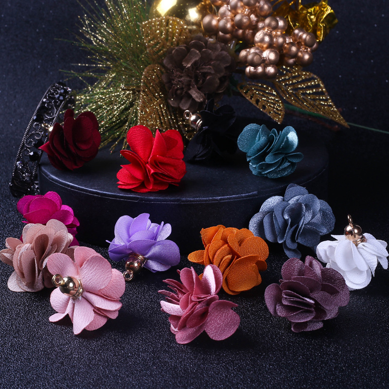 手工布艺材料多层烧边玫瑰花朵 吊坠花 发饰服饰DIY配件辅助料