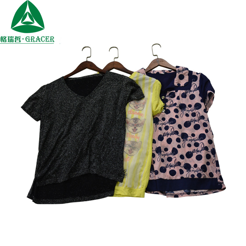 used clothing八九成新杂款按斤卖纯色女短T海运直供埃及斯洛伐克