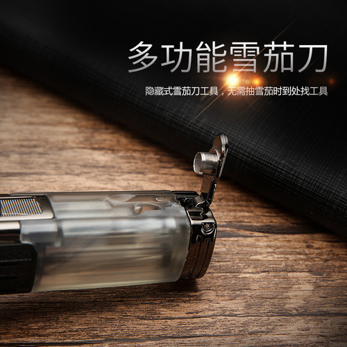 Baicheng metal inflatable three-way cigar lighter flamethrower boutique blue fire multi-function lighter wholesale