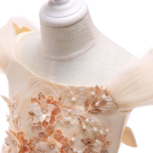 2024 New Children's Formal Dress Long Sleeveless Princess Dress Fairy Flower Long Skirt Stage Performance Ball Gown