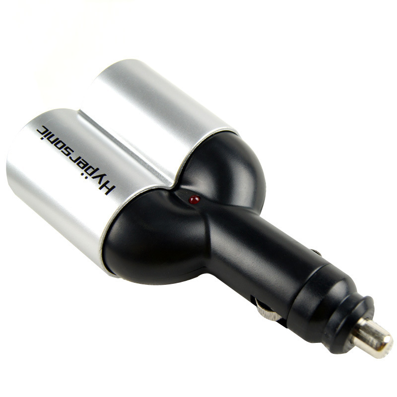 Hypersonic Car Tailpipe Cigar Head Straight Plug Double Hole Socket Car Charger Hp-2628 Flash Charge