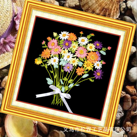 Oujin cinta bordado hecho a mano DIY pequeño ramo simple amor niño estudiante clase algodón impresión lavable