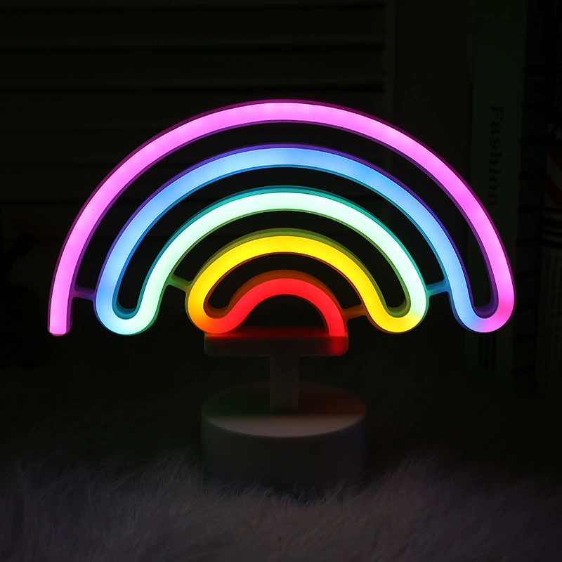 Rainbow neon LED sign, wall‑hung or tabletop, multicolour, 0.5 kg