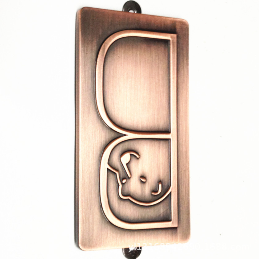 长方形浮雕立体logo复古家具标牌铭牌金属凹下磨砂古铜牌子