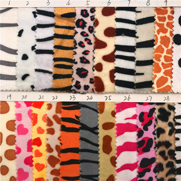 现货水晶超柔印花布 豹纹虎纹各种动物纹绒布印花 短毛绒玩具面料