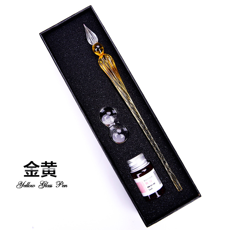 Regalo creativo firma pluma de cristal para los amigos Regalo de Cumpleaños productos creativos caja de regalo al por mayor
