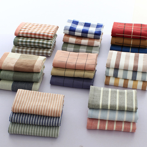 Japanese cotton gauze square towel plaid stripes thickened water-absorbent 34*34 hand towel handkerchief face towel face towel