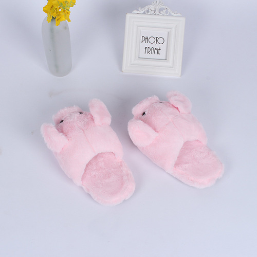 Chic Cartoon Pink Little Pig Slippers for Couples - Warm Home Slippers with Fuzzy Floor Cushion - Winter Edition