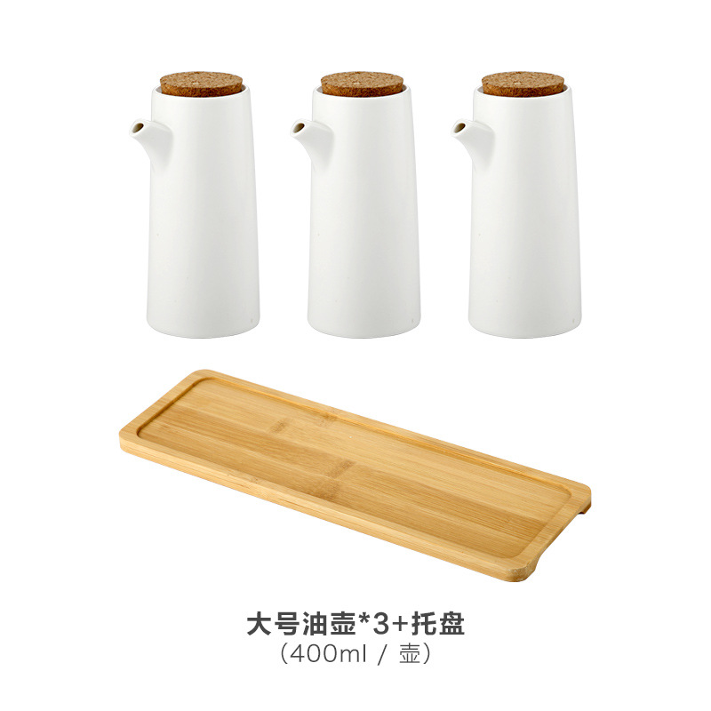 Olla de aceite de cerámica de estilo japonés hogar botella de aceite botella de condimento olla de vinagre condimento caja botella frasco de sal traje